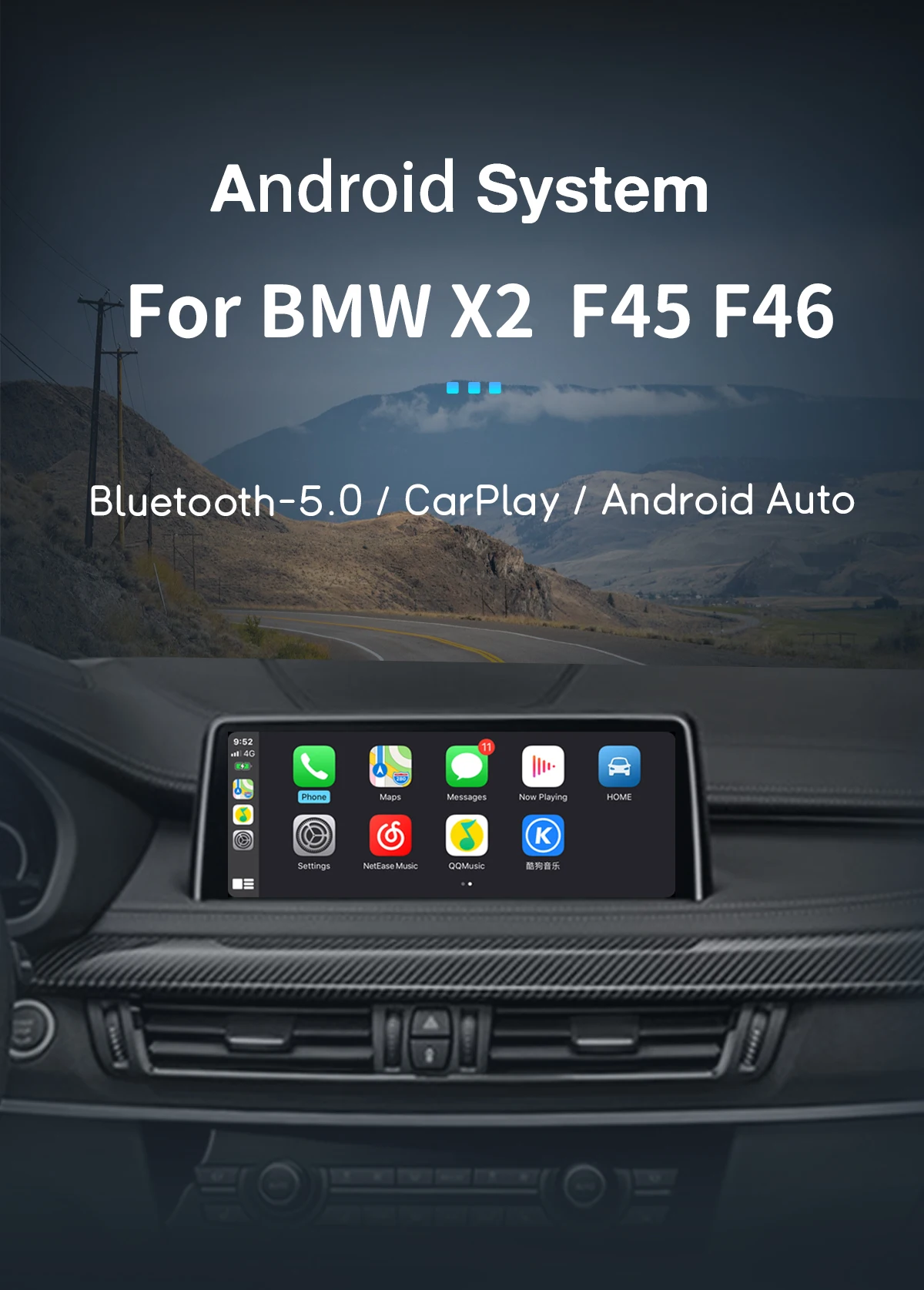 Uckazy Wireless CarPlay für BMW 2er F45 F46 2013-2019 NBT EVO System Autoradio Multimedia Android Auto Navigation GPS