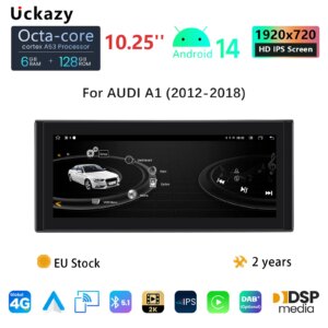 10.25 "8 Core Android 14 Apple Carplay für Audi A1 2012-2016 Multimedia GPS Navigation Stereo Bildschirm Audio dsp