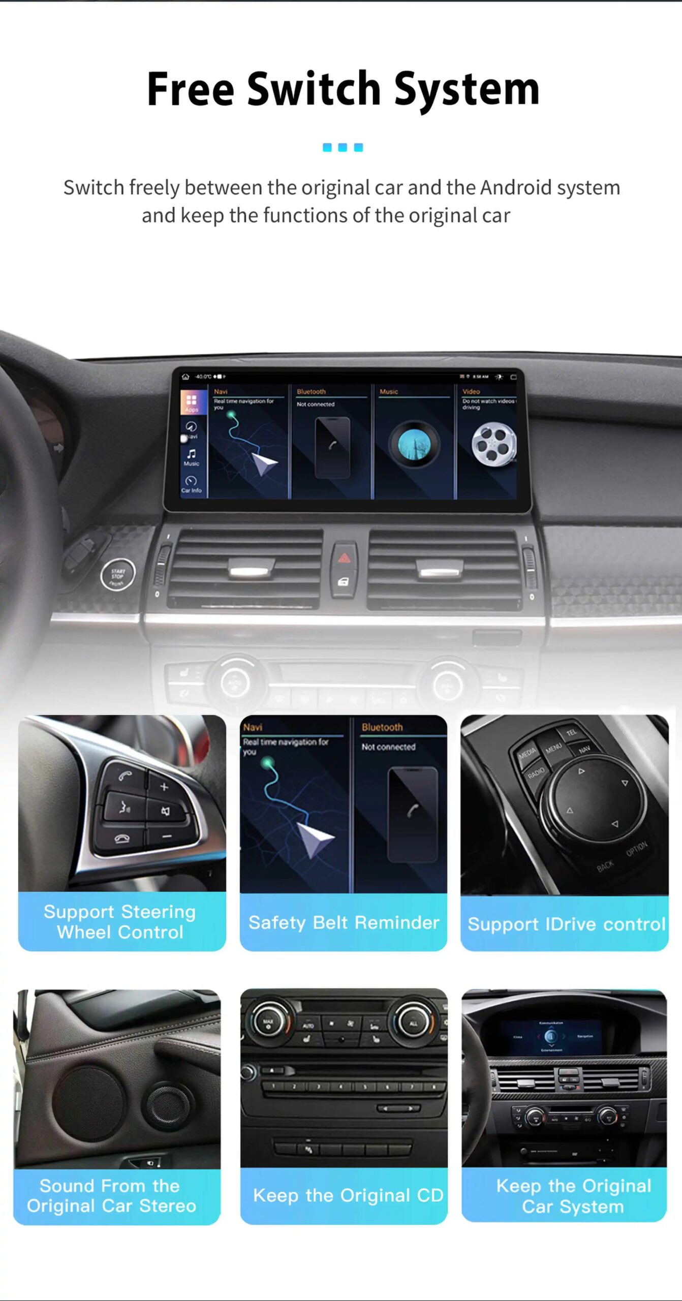 12,3 Zoll Linux/Qualcomm 665 Android 14 Auto Wireless CarPlay Auto Stereo für BMW X5 E70 F15 X6 E71 F16 2007-2013 Radio Bildschirm