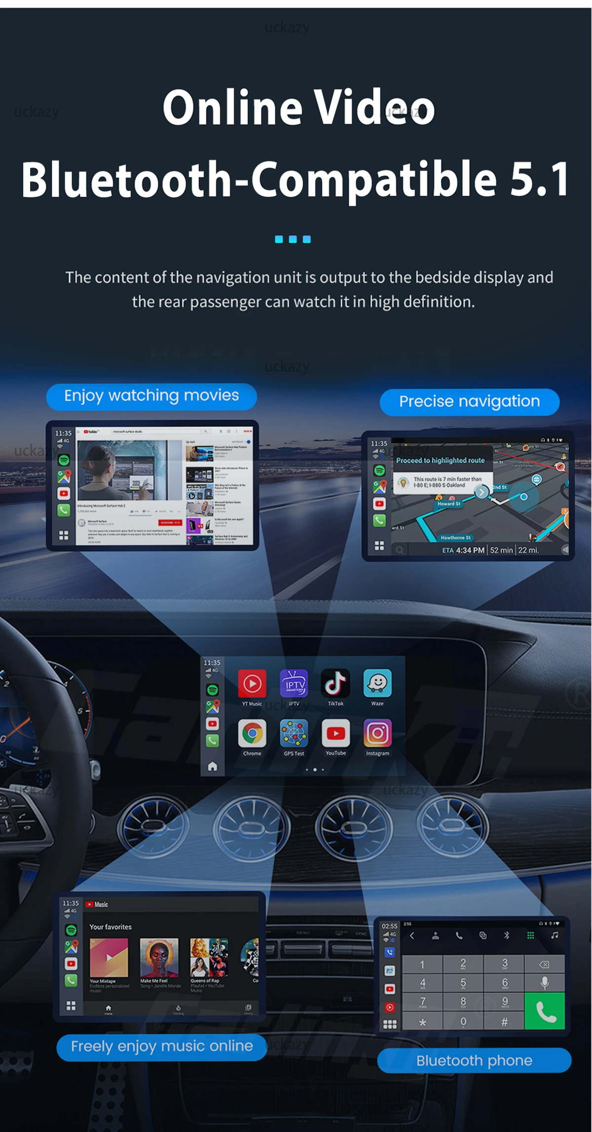 Uckazy CarPlay Autoradio EU Versand für BMW X1 E84 CIC 2009-2015 Wireless Apple CarPlay Android Auto Android 14 DSP