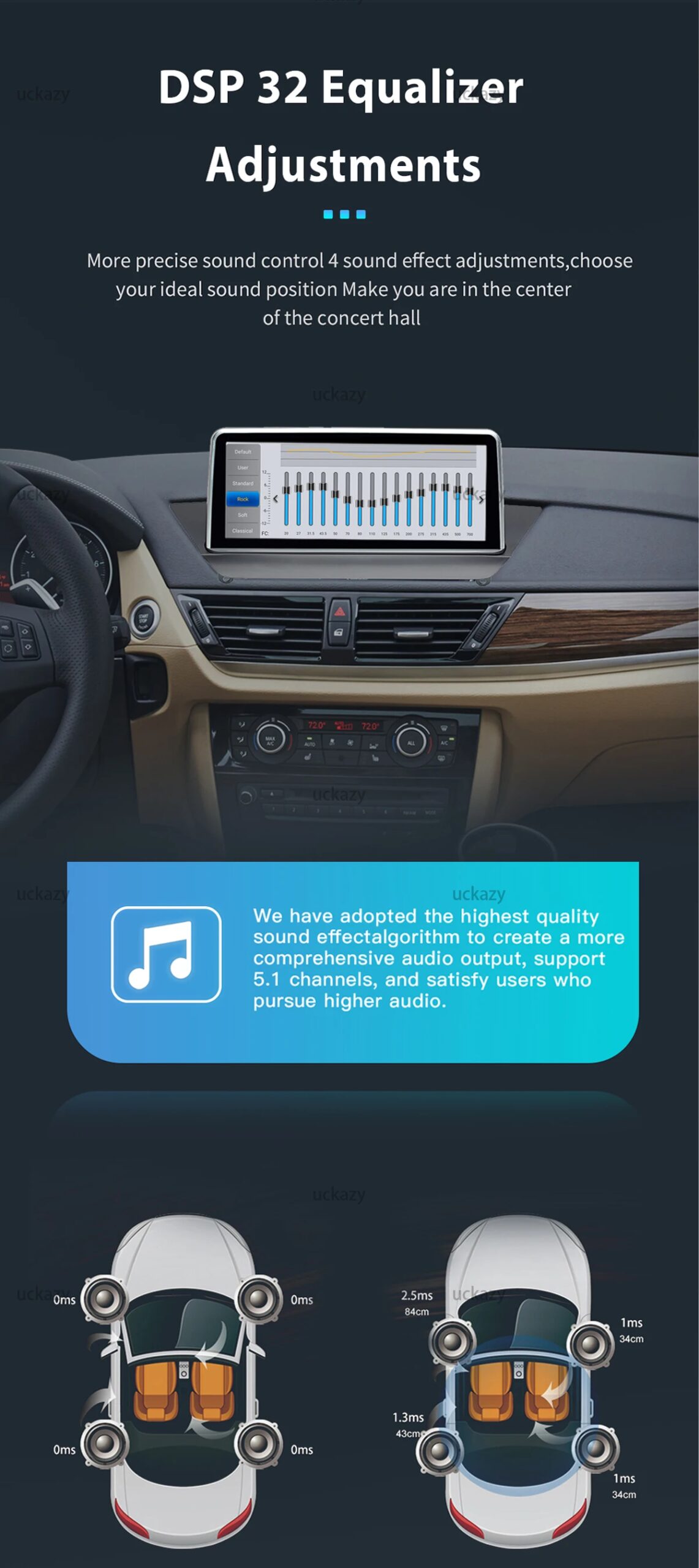 Uckazy CarPlay Autoradio EU Versand für BMW X1 E84 CIC 2009-2015 Wireless Apple CarPlay Android Auto Android 14 DSP