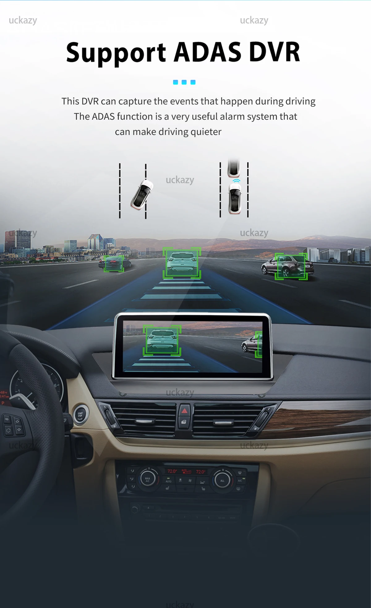 Uckazy CarPlay Autoradio EU Versand für BMW X1 E84 CIC 2009-2015 Wireless Apple CarPlay Android Auto Android 14 DSP