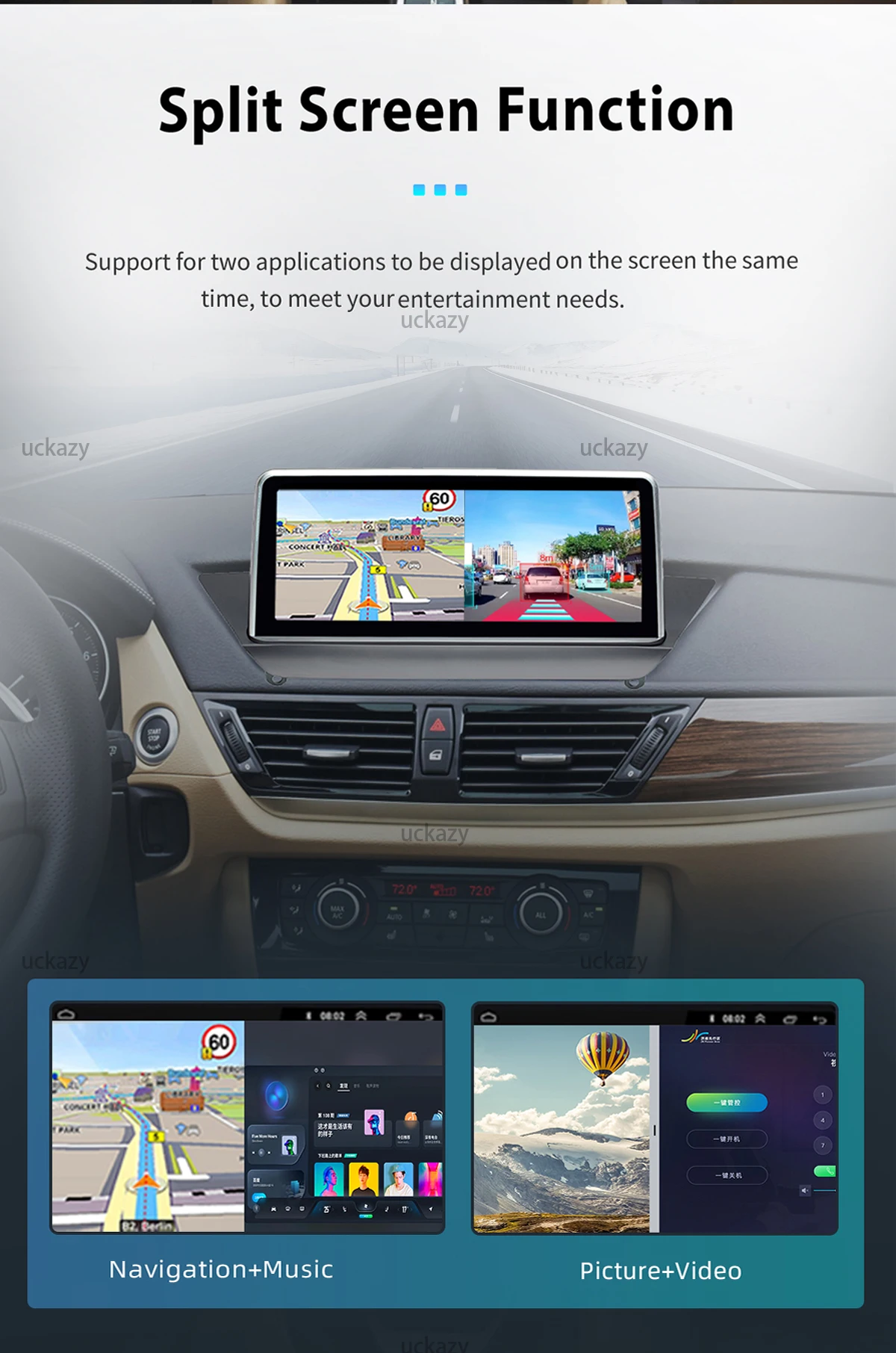 Uckazy CarPlay Autoradio EU Versand für BMW X1 E84 CIC 2009-2015 Wireless Apple CarPlay Android Auto Android 14 DSP