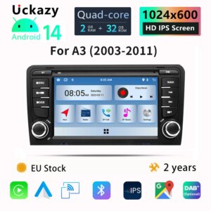 7 "Carplay Autoradio 2 Din Android 14 Auto Multimedia-Player für Audi A3 8 p S3 2013-2017 RS3 Sportback Bildschirm GPS Navigation 4g