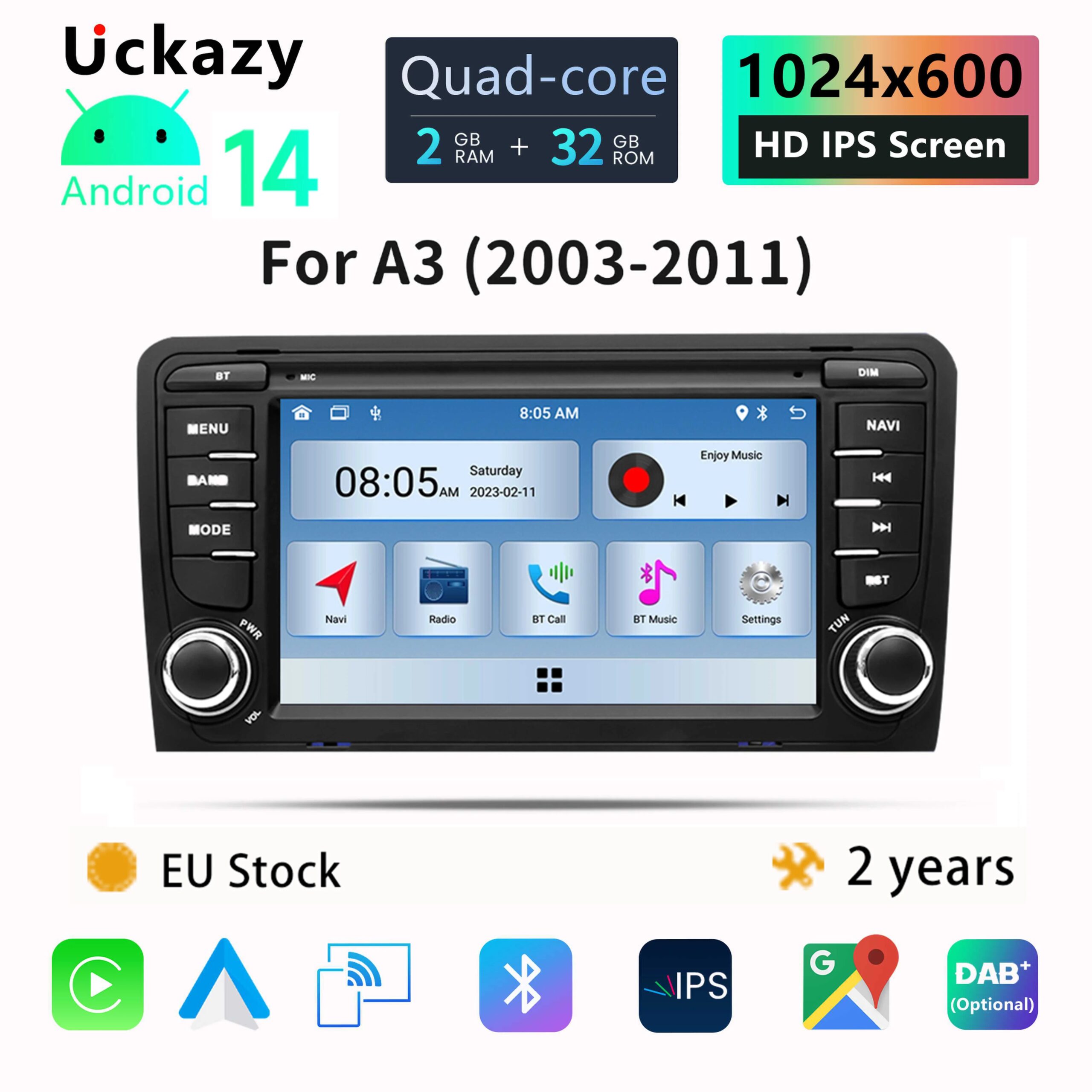 7 "Carplay Autoradio 2 Din Android 14 Auto Multimedia-Player für Audi A3 8 p S3 2013-2017 RS3 Sportback Bildschirm GPS Navigation 4g