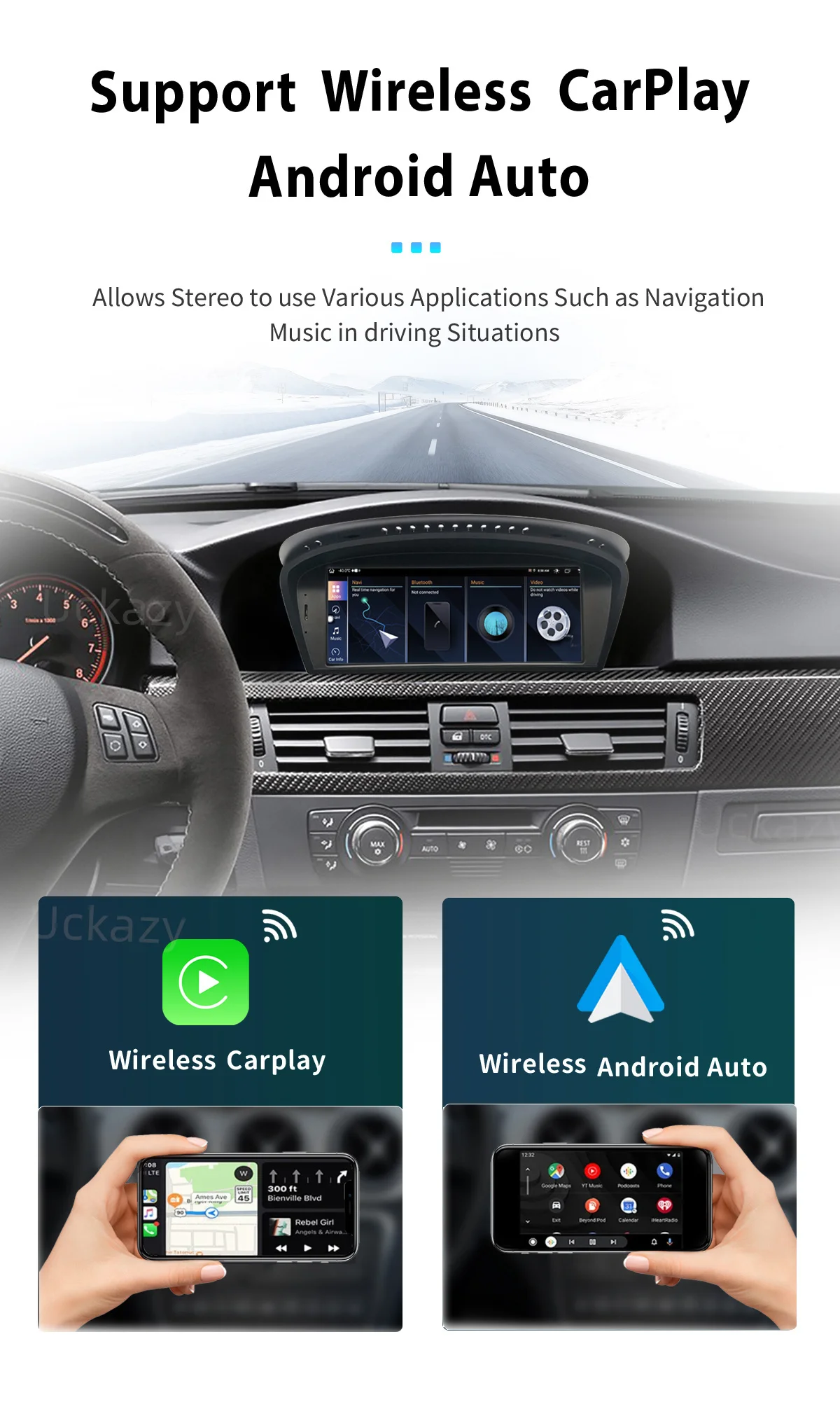 Wireless Carplay Android 14 Auto Multimedia für BMW Serie 5/3 E60 E61 E62 E63 E90 E91 Radio Bildschirm Cicccc GPS Navigation Audio4G