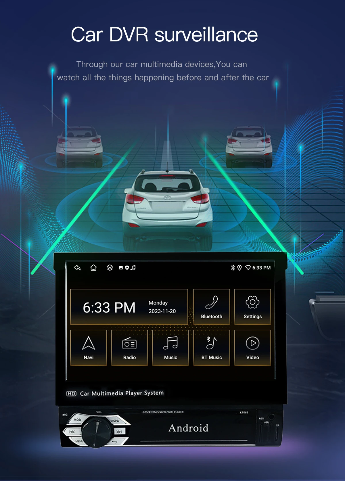 Uckazy 7-Zoll-Carplay Android Auto Universal 1 Din einziehbarer Touchscreen-Auto-Player HD FM AUX-Eingang BT Radio Mirror Link Uckazy 7-Zoll-Carplay Android Auto Universal 1 Din einziehbarer Touchscreen-Auto-Player HD FM AUX-Eingang BT Radio Mirror Link