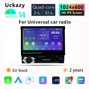 7-Zoll-Carplay Android Auto Universal 1 Din einziehbarer Touchscreen-Auto-Player HD FM AUX-Eingang BT Radio Mirror Link