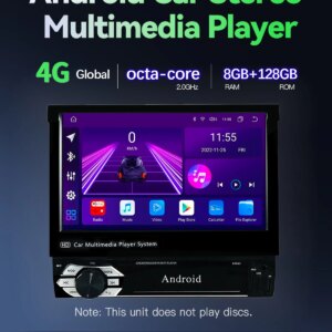 Alternative view of 7-Zoll-Carplay Android Auto Universal 1 Din einziehbarer Touchscreen-Auto-Player HD FM AUX-Eingang BT Radio Mirror Link