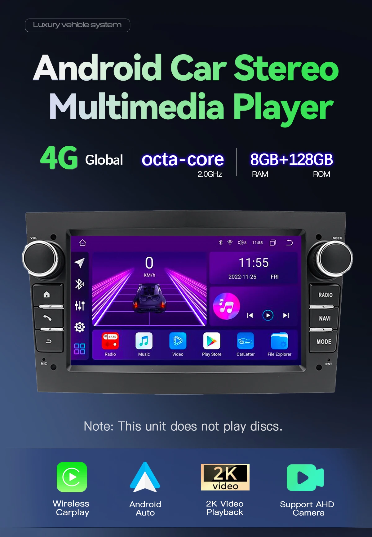 Android Autoradio für Opel Astra H G J Zafira B Corsa C D Antara Vectra Vivaro GPS RDS DSP 4G CarPlay Autoradio – Bild 2
