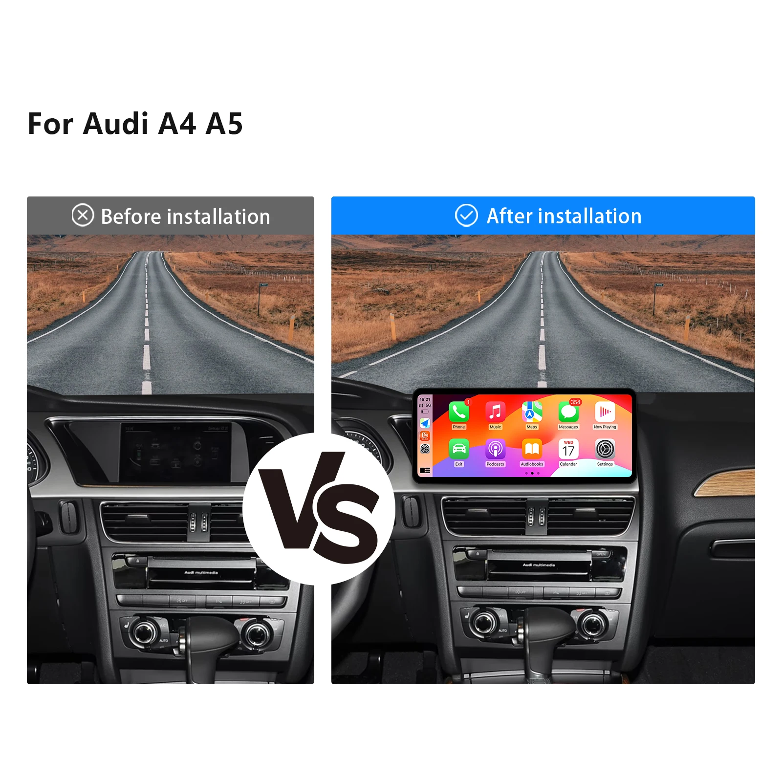 Uckazy 12,3 Zoll Wireless CarPlay Multimedia Ultradünner Bildschirm Android Auto Für Audi A4 A4L B8 A5 2009-2016 Airplay Autolink Funktion