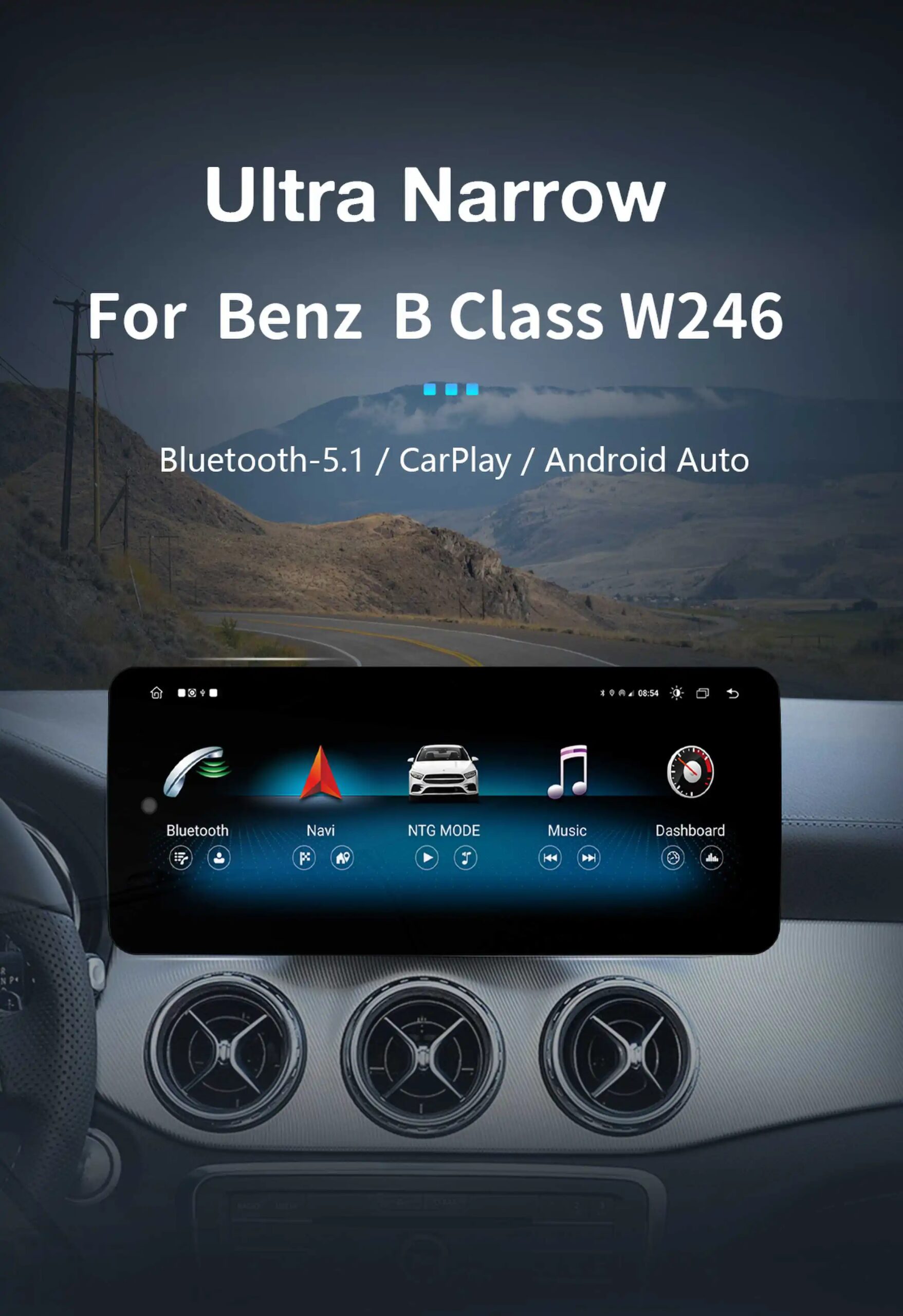 8 Core Android 14 Snapdragon 2011 Autoradio für Mercedes-Benz W246 2013-2017 Wireless Carplay Multimedia Stereo GPS Navigation