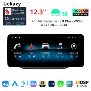 Android 14  Autoradio für Mercedes-Benz W246 2013-2017 Wireless Carplay Multimedia Stereo GPS Navigation