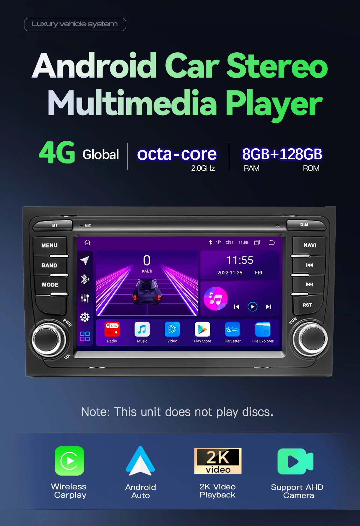 2 din android 14 autoradio für audi a4 b6 b7 s4 b7 b6 rs4 sitz exeo 2012-2015 rs4 b7 radio 2014-2018 multimedia gps audio stereo