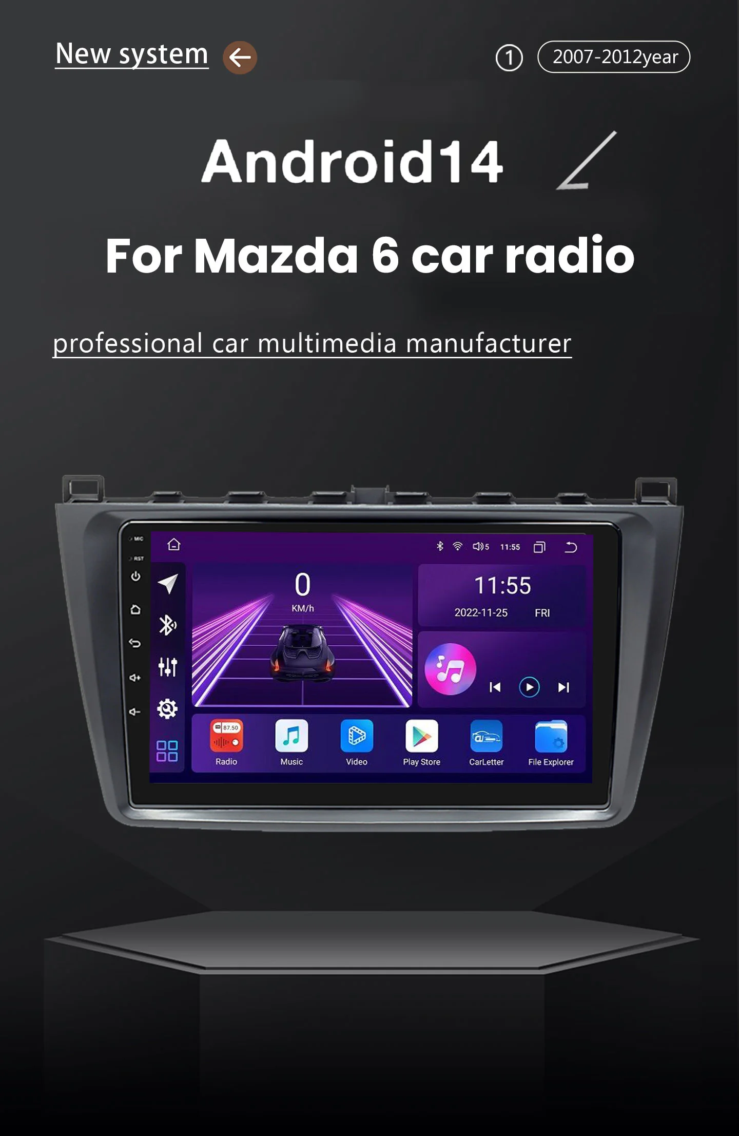 Fabrikpreis Universalrahmen Android 14 Autoradio für Mazda 6 2007-2012 CarPlay Android Auto GPS Navigation 4G WiFi Bluetooth DSP RDS SWC Multimedia-Bildschirm-Player High-Definition-Display