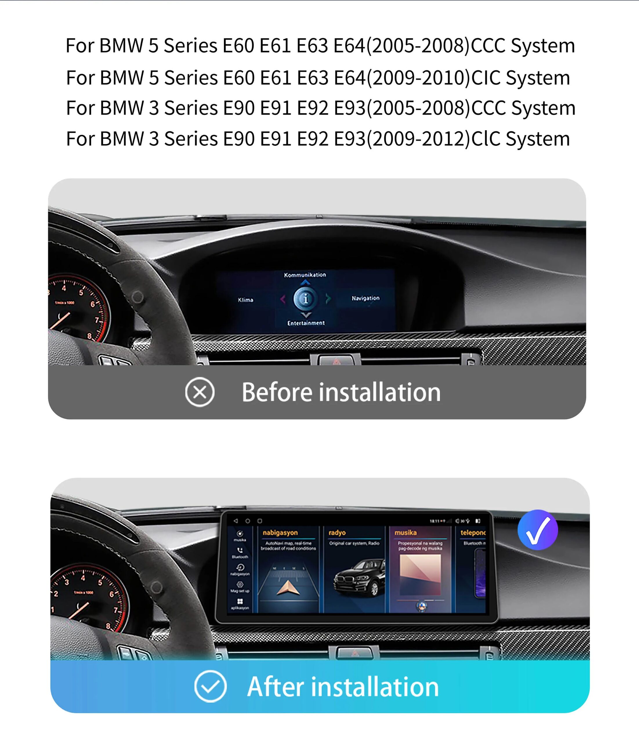 Uckazy 15,8 Touchscreen Auto Radio Multimedia Video Player Für BMW 5er F07 GT 2010-2018 CIC NBT Navigation GPS Android AUTO Drahtlose CarPlay WIFI