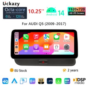 Android Autoradio14 10,25 Zoll für Audi Q5 2009-2016 Stereo Bildschirm GPS Navigation Multimedia HeadUnit BT GPS WIFI 4G