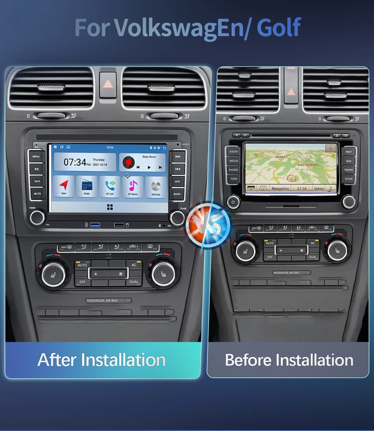 7'usb 2 din android Autoradio GPS für VW Volkswagen Skoda Octavia Golf 5 6 Touran Passat B6 Polo Jetta Sharan Caddy Sitz Carplay