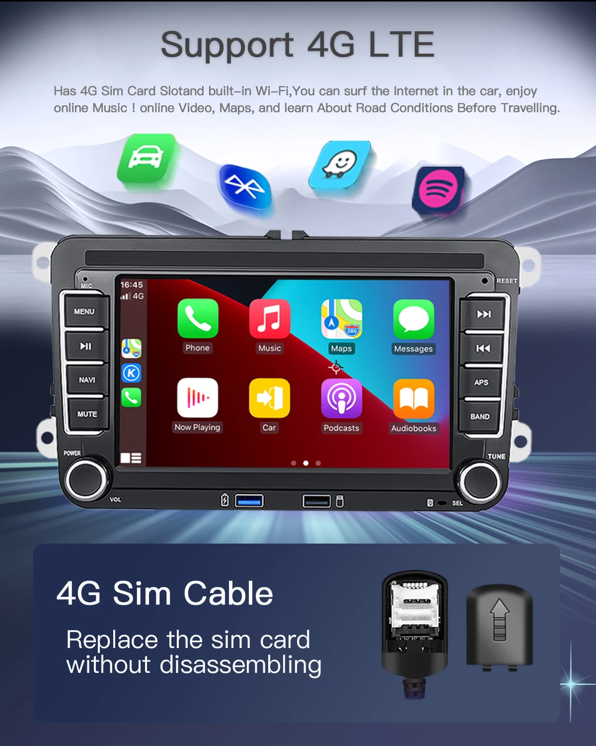 7'usb 2 din android Autoradio GPS für VW Volkswagen Skoda Octavia Golf 5 6 Touran Passat B6 Polo Jetta Sharan Caddy Sitz Carplay