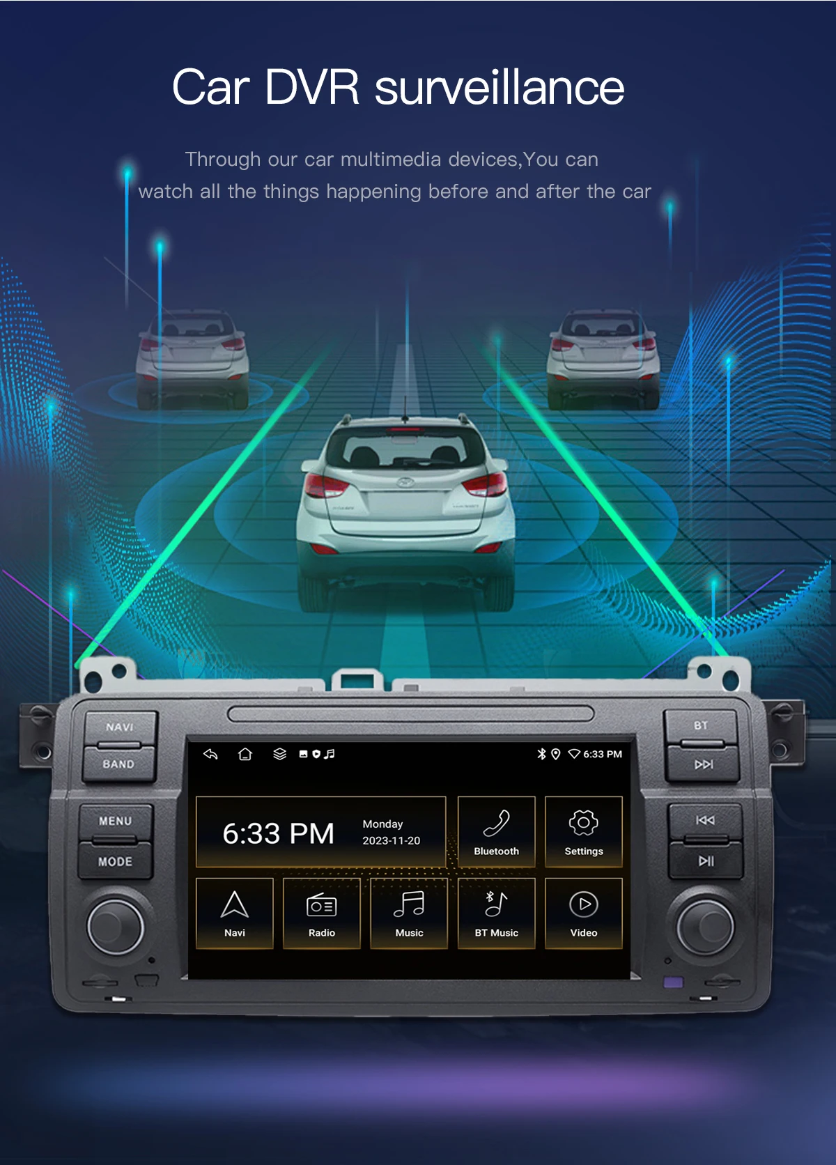 8GB 1 Din Android 14 Autoradio für BMW E46 M3 Rover 75 Coupe318/320/325/330/335 Multimedia Stereo Audio Head Unit GPS Navigation