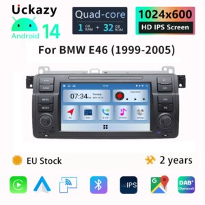 Android 14 Autoradio für BMW E46 M3 Rover 75 Coupe318/320/325/330/335 Multimedia Stereo Audio Head Unit GPS Navigation
