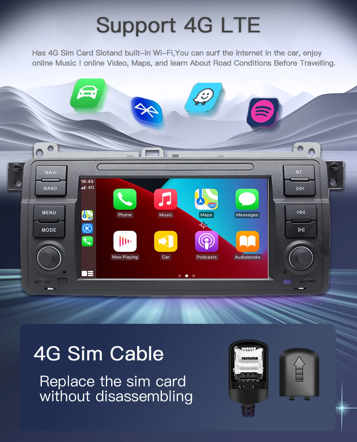 8GB 1 Din Android 14 Autoradio für BMW E46 M3 Rover 75 Coupe318/320/325/330/335 Multimedia Stereo Audio Head Unit GPS Navigation