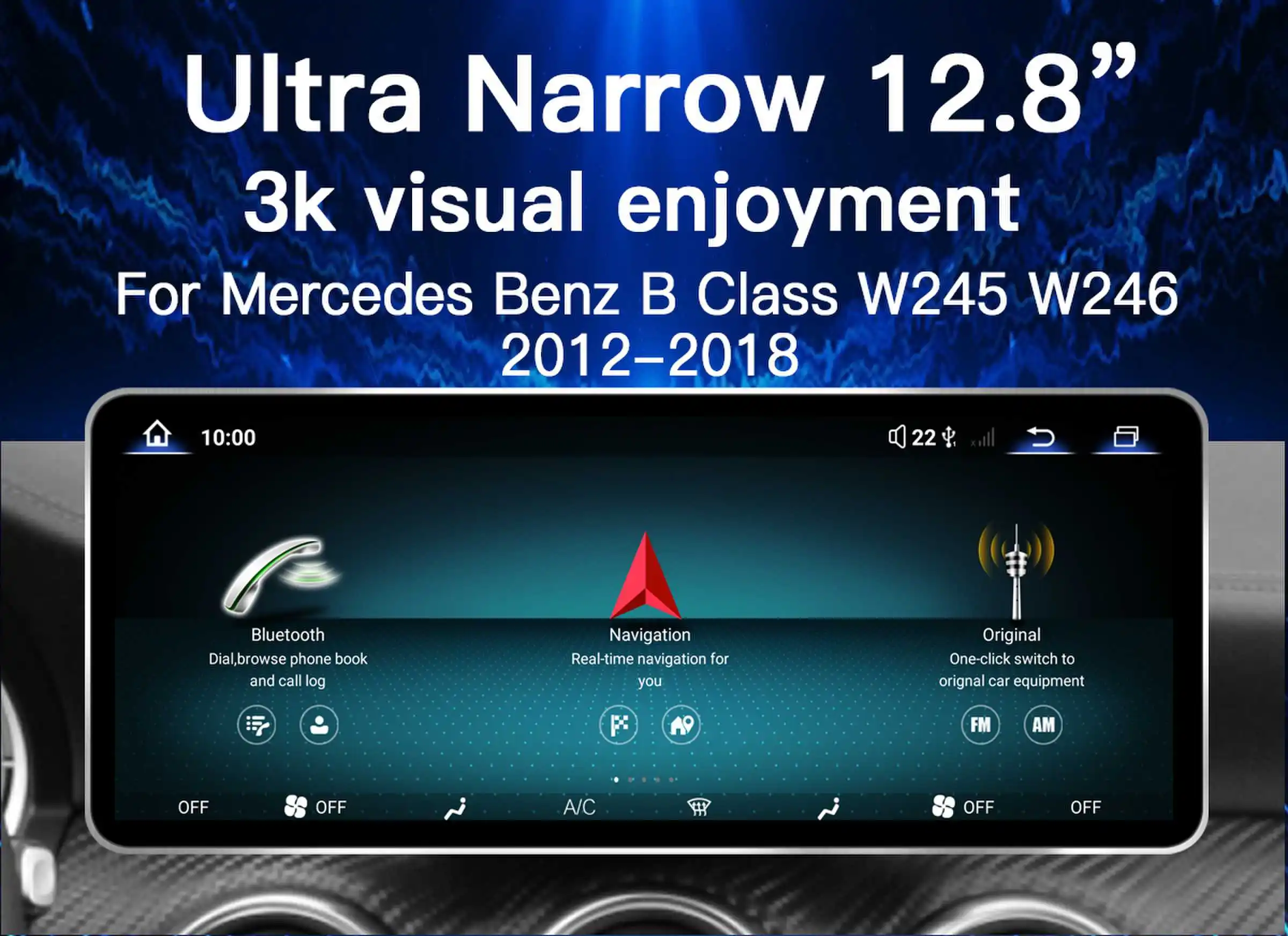 12,8'' 2400*900 Hohe Auflösung Android 14 Snapdragon 665 8 Core Auto Radio Für Mercedes Benz B-klasse W246 W245 2011-2019 drahtlose Carplay Multimedia Stereo GPS Navigation 4G WIFI