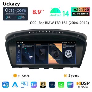 Android 14 Auto Multimedia für BMW Serie 5/3 E60 E61 E62 E63 E90 E91 Radio Bildschirm CIC,CCC GPS Navigation Audio4G