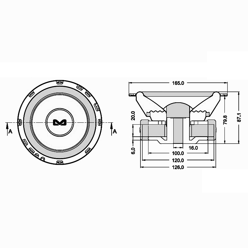 AMPIRE DVC-Subwoofer, 16,5cm/6,5'', 4+4 Ohm – Bild 5