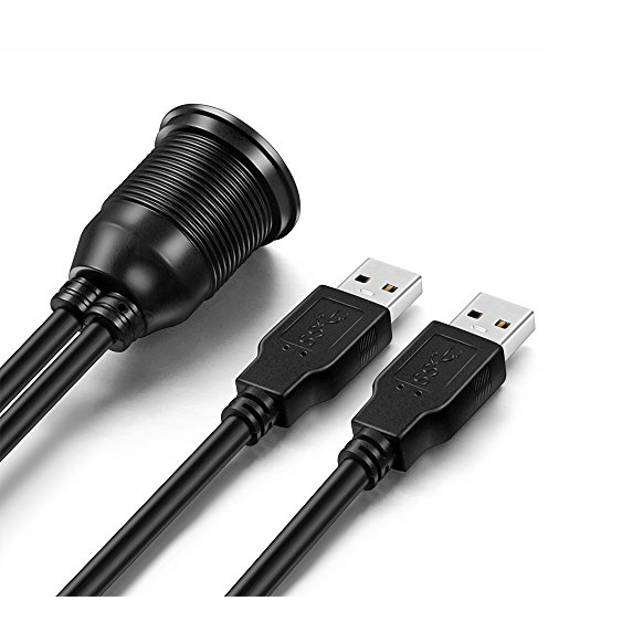 AMPIRE Doppel-USB-A Einbaubuchse mit 200cm Kabel – Bild 2
