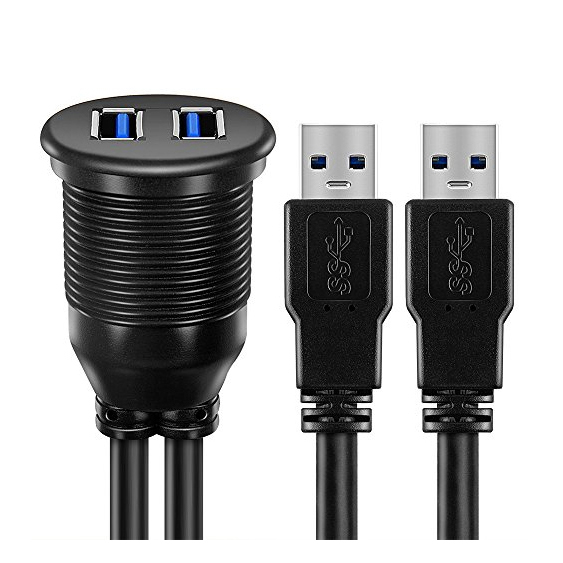 AMPIRE Doppel-USB-A Einbaubuchse mit 200cm Kabel – Bild 3