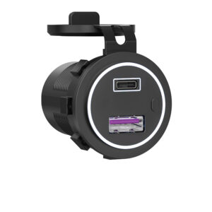 AMPIRE Dual-USB-C/USB-A Ladegerät 12/24V, 3.25A, beleuchtet, Schalter