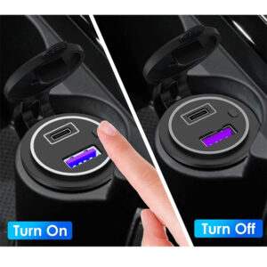 Alternative view of AMPIRE Dual-USB-C/USB-A Ladegerät 12/24V, 3.25A, beleuchtet, Schalter