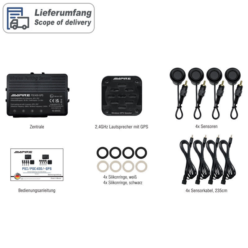 AMPIRE Einparkhilfe für Front-Stossfänger, GPS gesteuert, Schwarz matt, Einbau-Montage – Bild 5