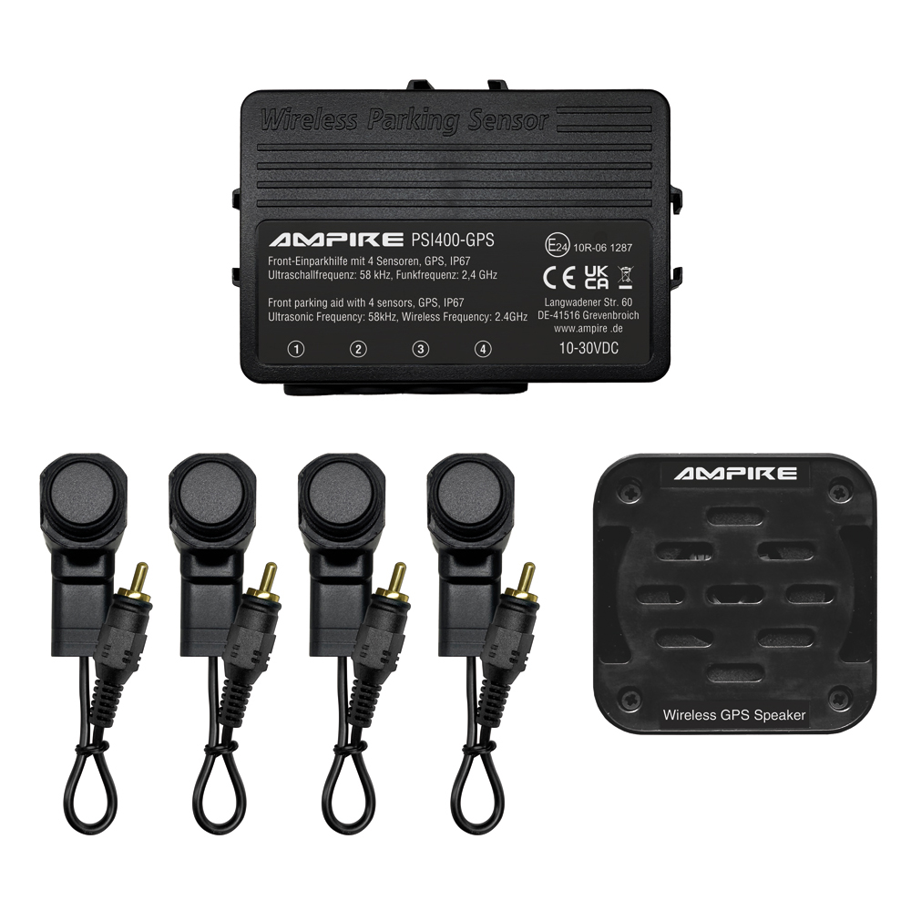 AMPIRE Einparkhilfe für Front-Stossfänger, GPS gesteuert, Schwarz matt, Hinterbau-Montage