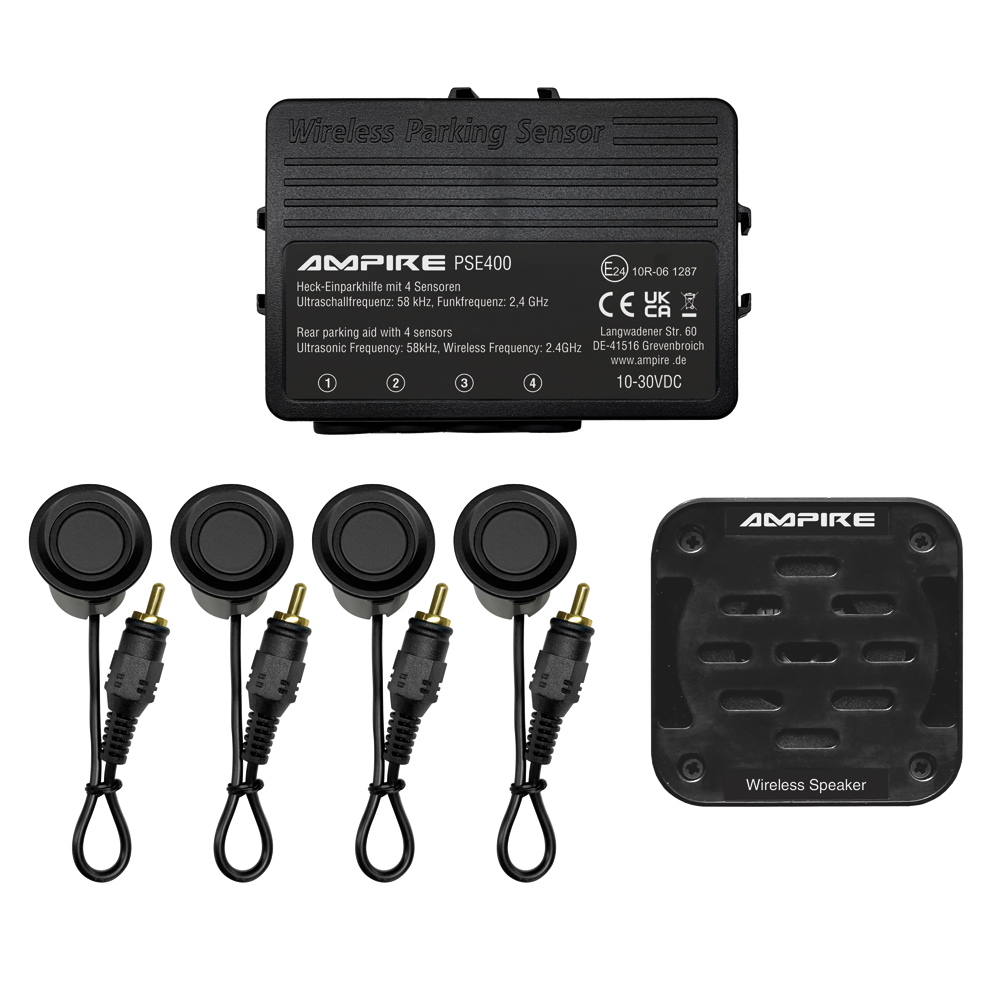 AMPIRE Einparkhilfe für Heck-Stossfänger, Schwarz matt, Einbau-Montage