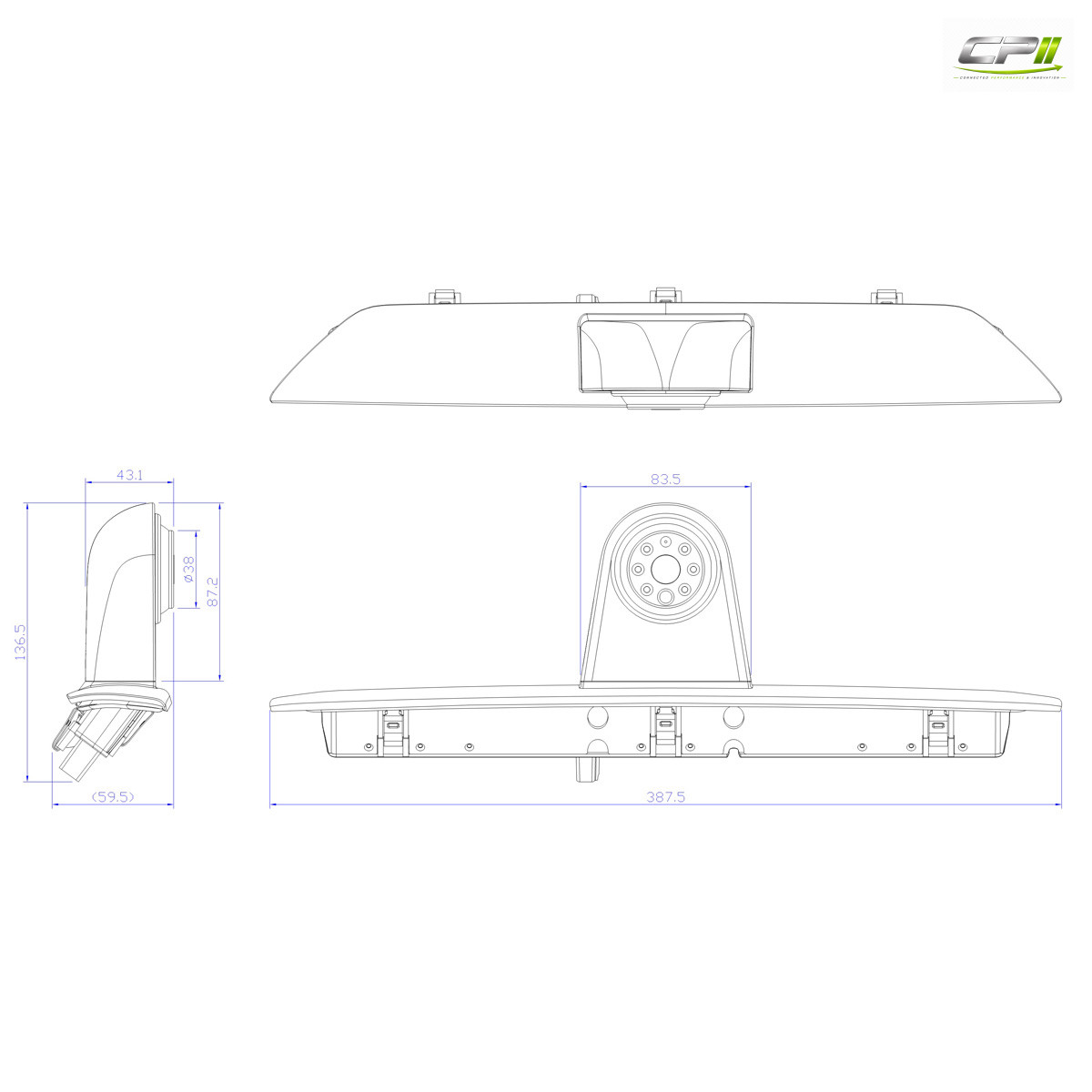 _AMPIRE Kamera (AHD) FORD Transit 7. Gen. mit Dach H2 (Bj. 2014-2019)