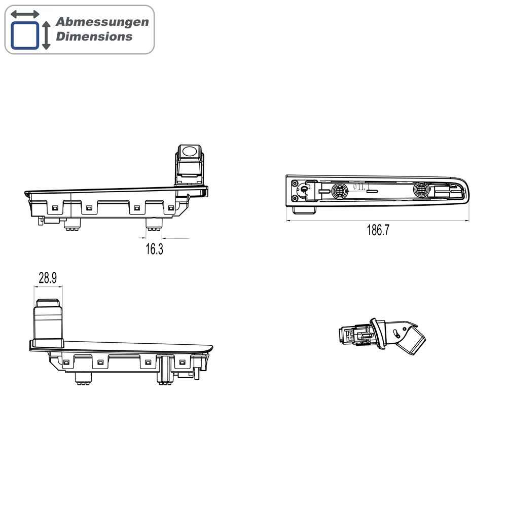 AMPIRE Kamera (CVBS 30F), für Volkswagen T5 und T6 / T6.1 mit Flügeltüren bis MJ2021 – Bild 3