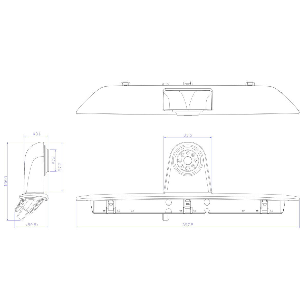 _AMPIRE Kamera (CVBS) FORD Transit 7. Gen. mit Dach H2 (Bj. 2014-2019) – Bild 4