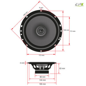 AMPIRE Koaxial-Lautsprecher mit 16mm Seidenkalotte, ohne Gitter, 16.5cm (Paar) – Bild 2