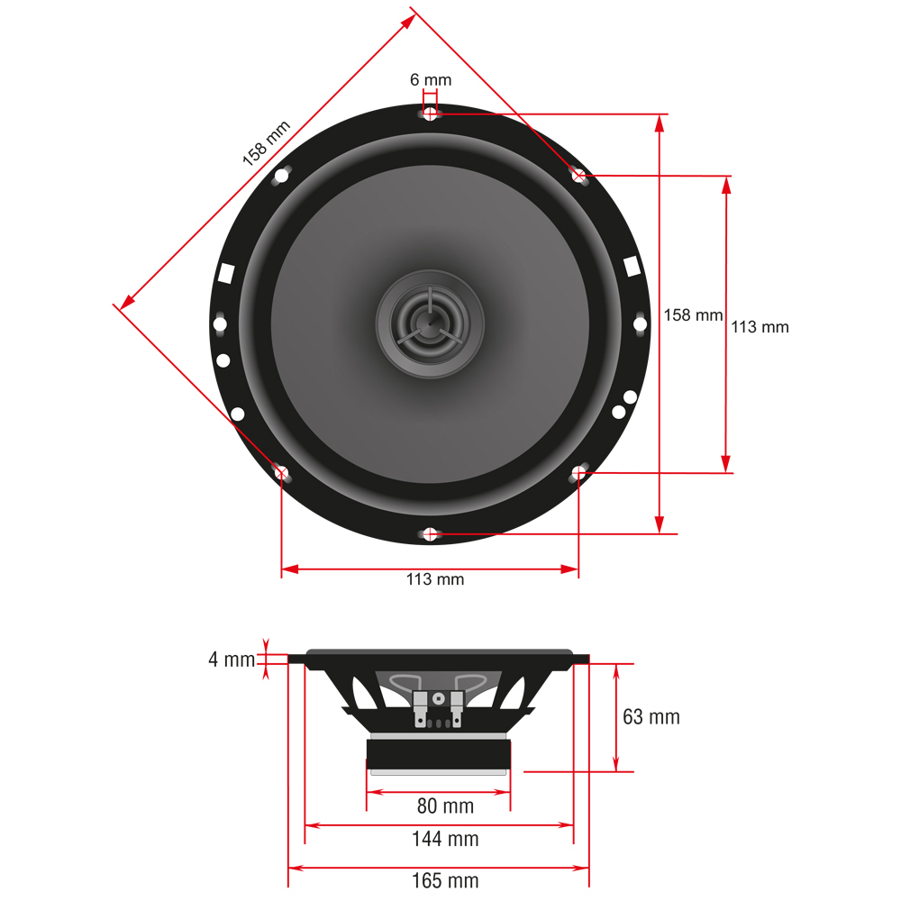 AMPIRE Koaxial-Lautsprecher mit 16mm Seidenkalotte, ohne Gitter, 16.5cm (Paar) – Bild 2