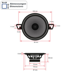 Alternative view of AMPIRE Koaxial-Lautsprecher ohne Gitter, 87mm (Paar)