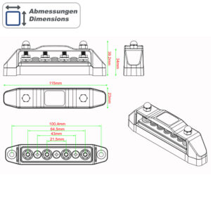 Alternative view of AMPIRE Stromverteiler mit 7 Anschlüssen (4x M5)