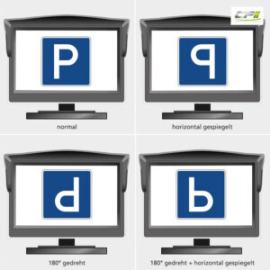 AMPIRE TFT-Monitor 12.7cm (5''), 2 Videoeingänge (AHD/CVBS) Klebe/Saugnapfhalter