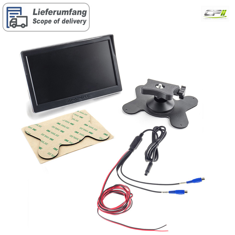 AMPIRE TFT-Monitor 17.8cm (7''), 2 Videoeingänge (AHD/CVBS)