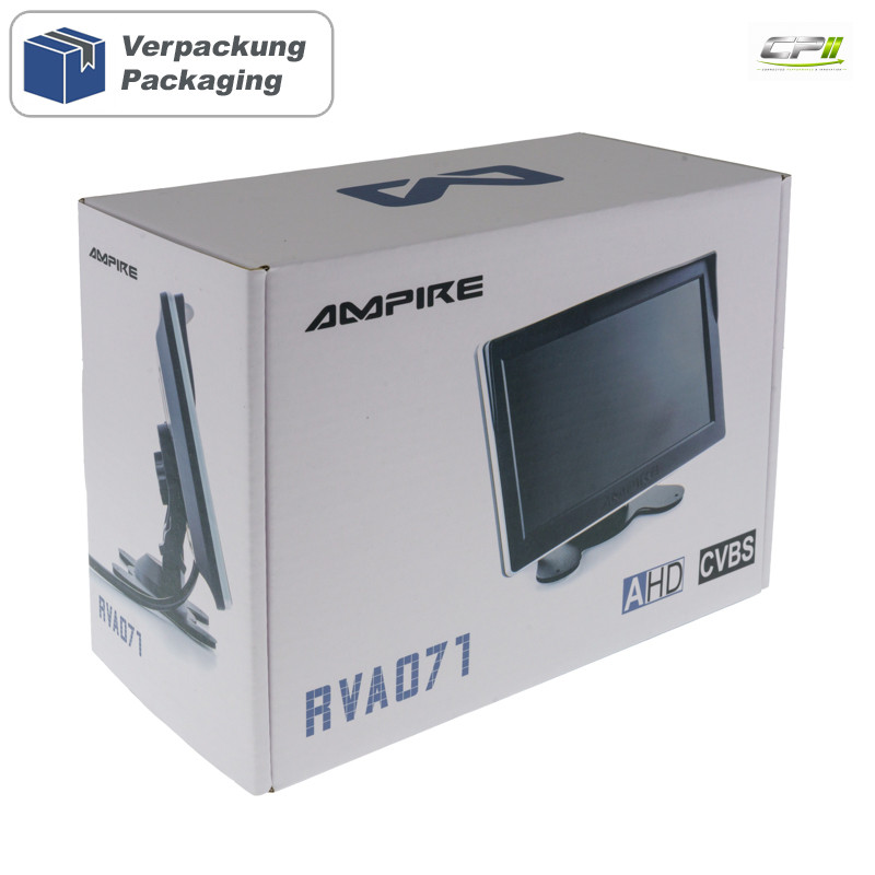 AMPIRE TFT-Monitor 17.8cm (7''), 2 Videoeingänge (AHD/CVBS)