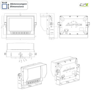 AMPIRE TFT-Monitor 17.8cm (7''), 2 Videoeingänge (AHD/CVBS), wasserdicht IP69