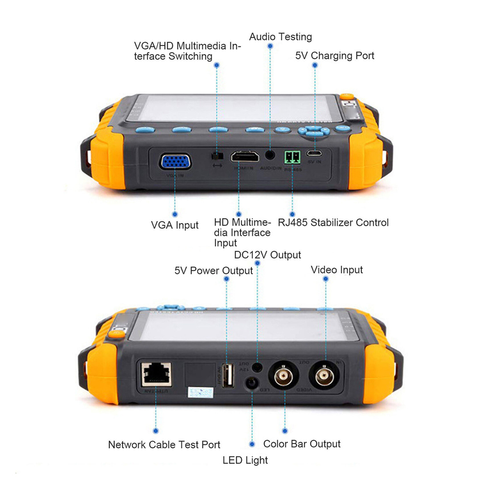 AMPIRE Test-Monitor 12.7cm (5''), CVBS, AHD, HDMI, VGA, TVI und CVI Eingänge – Bild 5