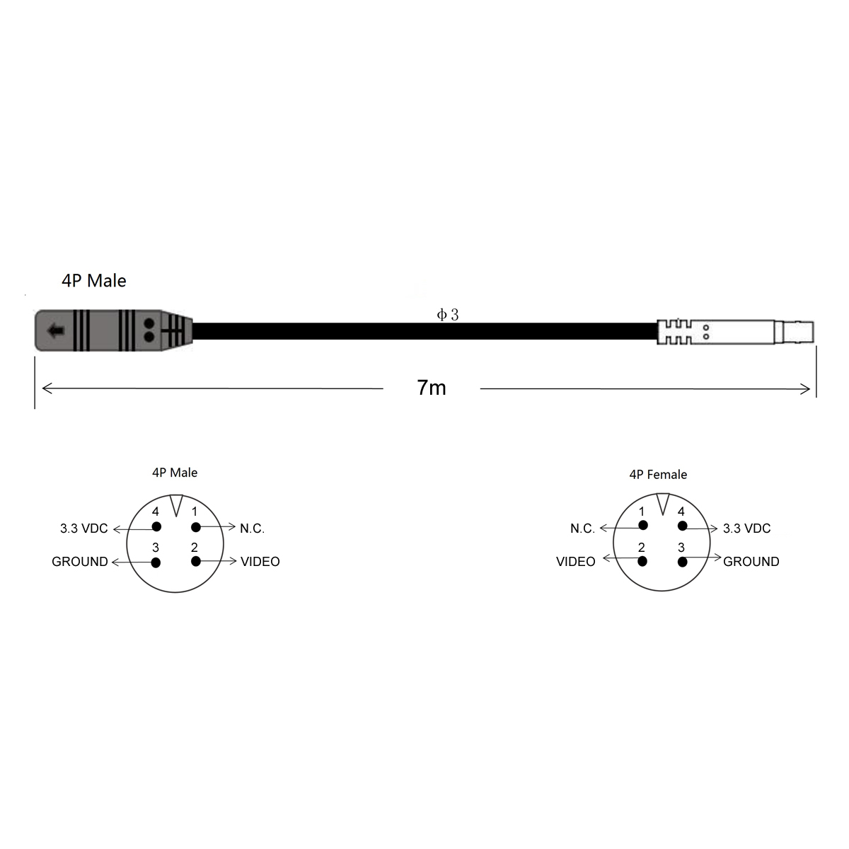 _AMPIRE Verlängerungskabel für KC801/802, KV802 Rückfahrkameras, 700cm – Bild 3
