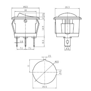 Alternative view of AMPIRE Warnlicht-Schalter, 1xE/A, orange/gelbe LED (12-24 Volt DC)